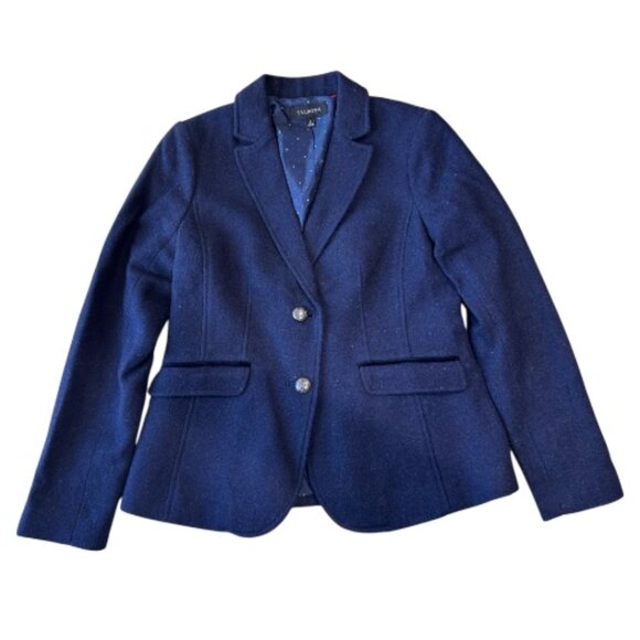 Talbots Jackets & Blazers - Talbots Classic Blazer Navy Blue Polka Dot Wool Blend Size 2